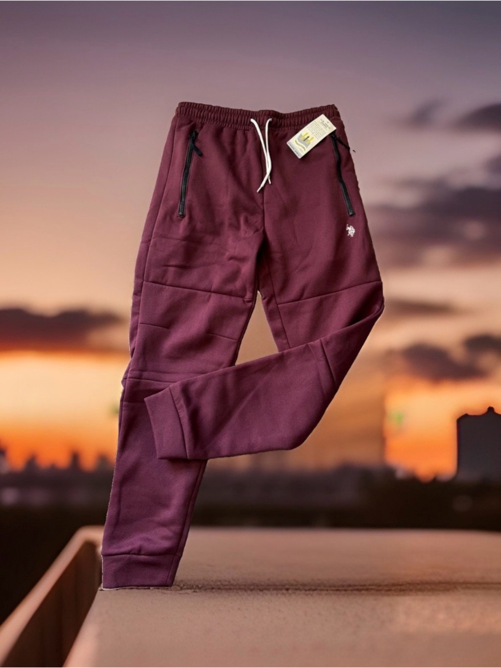 U.S. Polo Assn. Men’s Size S Zipped Pocket Fleece Jogger Sweatpants. Maroon. NWT